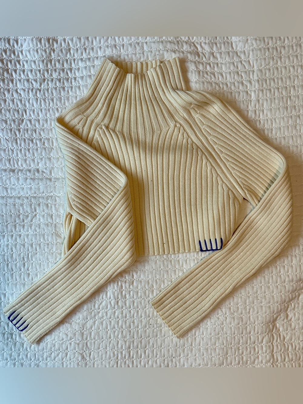 Kerisma Crop Ribbed Turtleneck Sweater in Cream